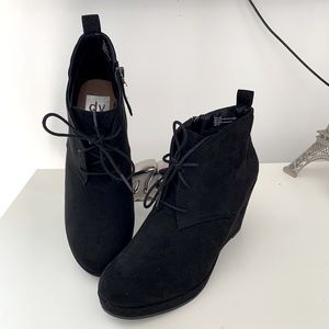 Black wedge booties